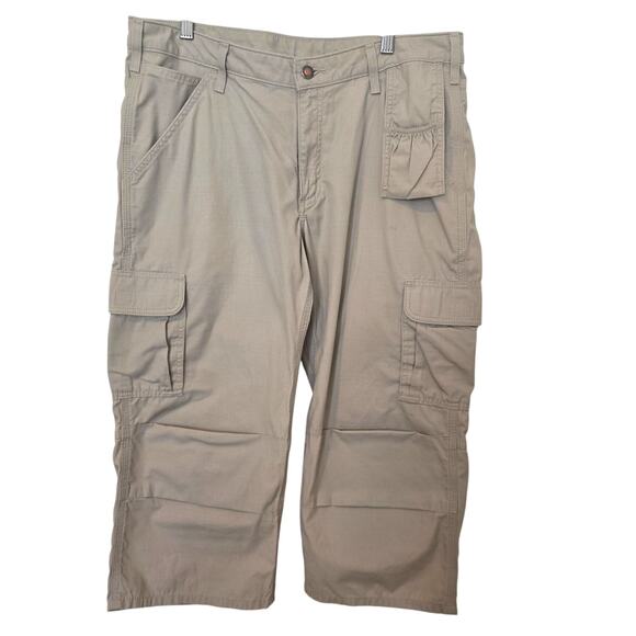 Carhartt Women’s Cropped Cargo Pants Size 12 Ripstop Khaki Relaxed Fit Utility - Picture 1 of 8